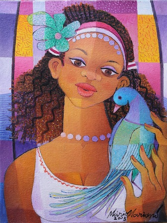 Menina com P�ssaro - 30 x 40 cm - OST - 2013