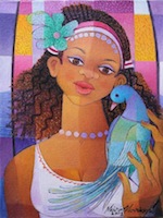Menina com P�ssaro - 30 x 40 cm - OST - 2013